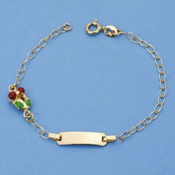 Bracciale bambino in oro 18 kt con perle di schiava smaltate ciuccio 13 cm  16525 — Joyeriacanovas