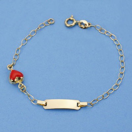 Pulsera de Oro 18kts de Comunión Esclava Corazón 16,5cm 26001311