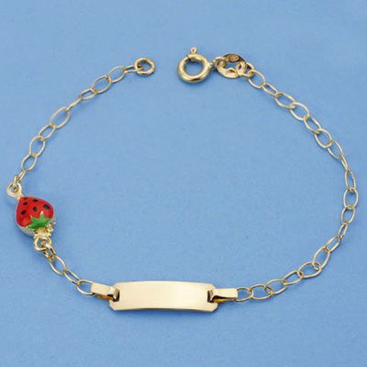 Pulsera de Oro 18kts de Comunión Esclava Fresa 16cm 26001308