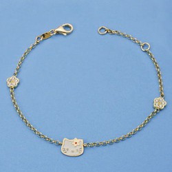 18kts gouden communie bloem en kat armband 18 cm 13000173