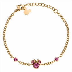 Pulsera Disney Acero Dorado ST0020B Minnie Piedras Rojas