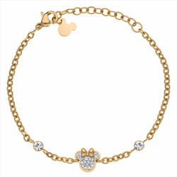 Pulsera Disney Acero Dorado ST0029B Minnie Piedras Blancas