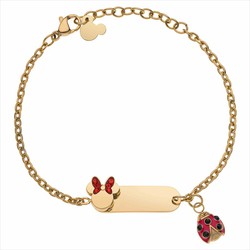 Pulsera Disney Acero Dorado ST0032B Minnie Lazo Y Mariquita Roja