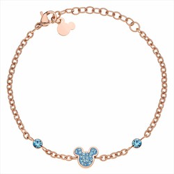 Pulsera Disney Acero Rosa ST0021B Mickey Piedras Azules