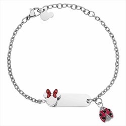 Pulsera Disney Acero ST0033B Minnie Lazo Y Mariquita Roja