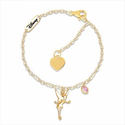 Pulsera Disney Oro 18kts 18K0005B Campanilla Zafiro Rosa