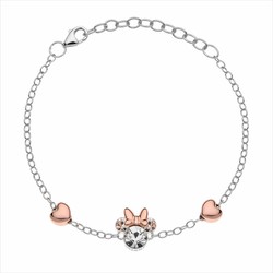 Bracciale Disney Argento Bicolore Rosa AG0005B Minnie Zirconi