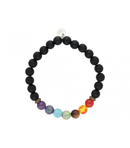 Pulsera Hombre Acero Liska BALI034BR Matte Onix 7 Chakras