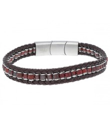 Pulsera Hombre Acero Liska BALI060BR-M Piel Marrón Piedra Naturales