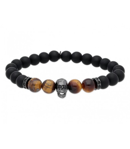 Pulsera Hombre Acero Liska RB088BR Calavera Piedras Naturales