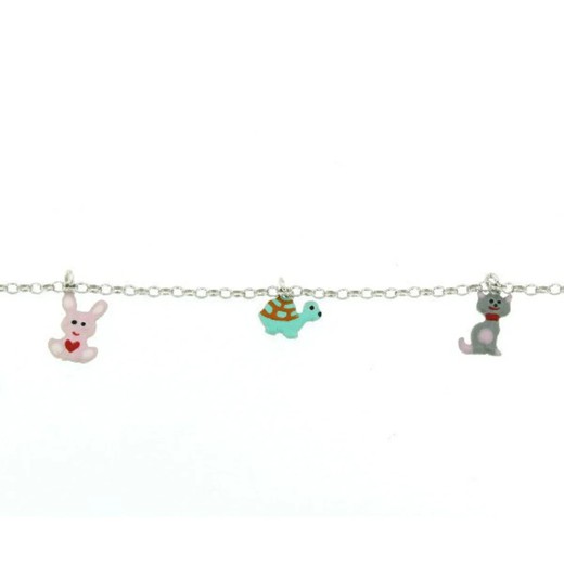 Pulsera Kids Plata Argent Basic 15+2cm PURF012 Conejo Tortuga Gato