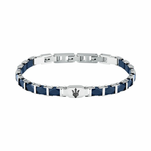 Pulsera Maserati Acero Bicolor Azul Hombre 18,5+3cm JM424ATZ45 Eslabones