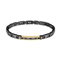 Pulsera Maserati Hombre 18,5+3cm JM224ATZ36 Negro Bicolor Dorado