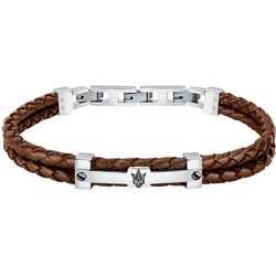 Maserati Men's Brown Leather Bracelet JM422AVE12