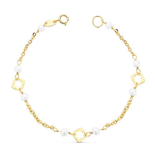 18kts Gold Girl Bracelet Pearl 15,5cm 16340