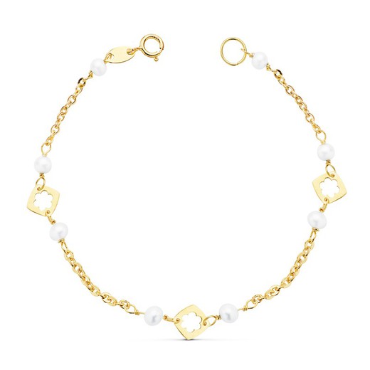 Bracciale da ragazza in oro 18 kt Perla 15,5 cm 16340