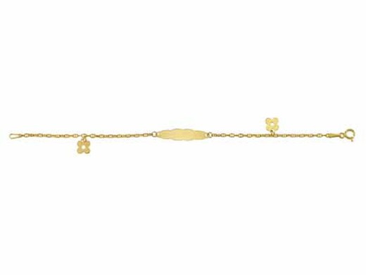 Pulsera Oro 18kts Argyor MRM 14cm (18)48306508 Placa Con Flores