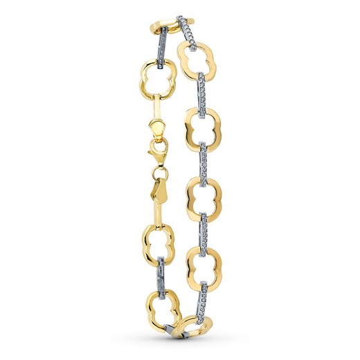 9kt guld bicolor sølv armbånd 19 cm 9K120592 Zirconia