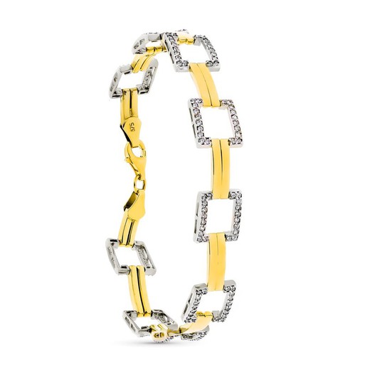 9kt guld bicolor sølv armbånd 19 cm 9K120595 Zirconia