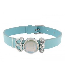 Pulsera Piel Azul Mujer Liska LMBR20 Alloy Corazones Circonitas