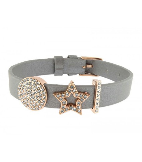 Pulsera Piel Gris Mujer Liska LMBR32 Alloy Estrella Circulo Circonitas