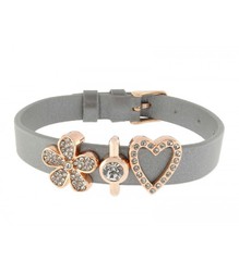 Pulsera Piel Gris Mujer Liska LMBR35 Alloy Flor Corazón Circonitas