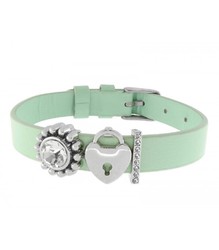 Pulsera Piel Verde Mujer Liska LMBR33 Alloy Candado Tira Circonitas