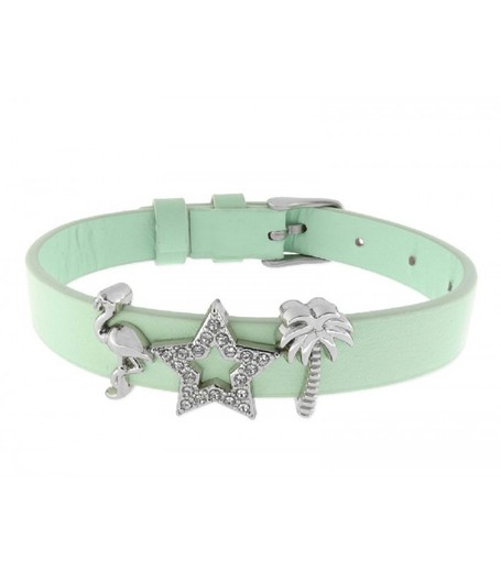 Pulsera Piel Verde Mujer Liska LMBR36 Alloy Flamenco Estrella Palmera