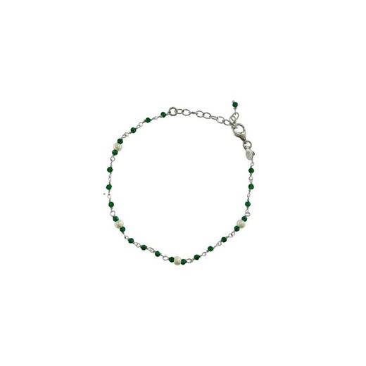 Pulsera Plata Argent Basic 15+3,5cm PURT020 Bolitas Verdes Perlas