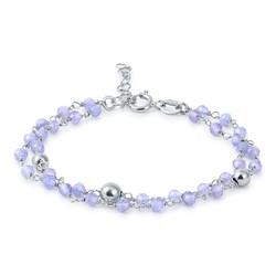 Pulsera Plata Argent Basic 15,5+2,5cm PURT038L Bolitas Lila