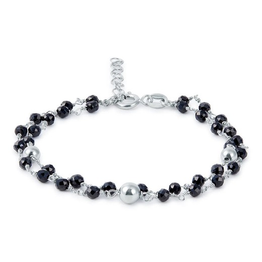 Pulsera Plata Argent Basic 15,5+2,5cm PURT038N Bolitas Negras