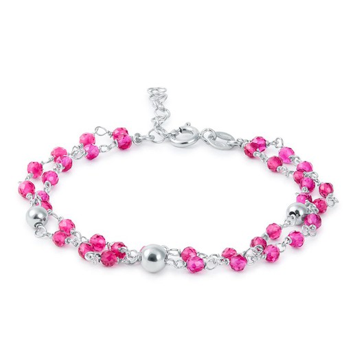 Pulsera Plata Argent Basic 16,5+3cm PURT038F Bolitas Fucsia