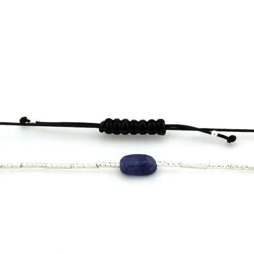 Pulsera Plata Argent Basic 16cm PUCD067 Zafiro Macramé