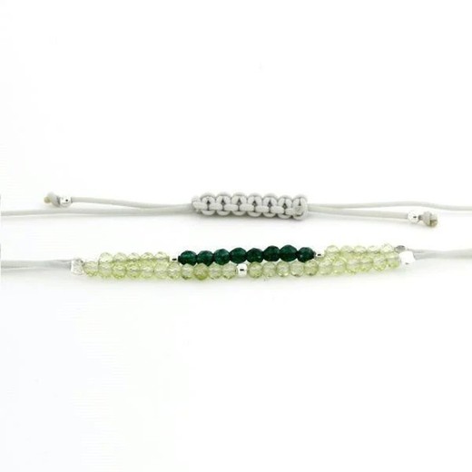 Pulsera Plata Argent Basic 16cm PUCD431 Peridotos Tsavoritas Macramé