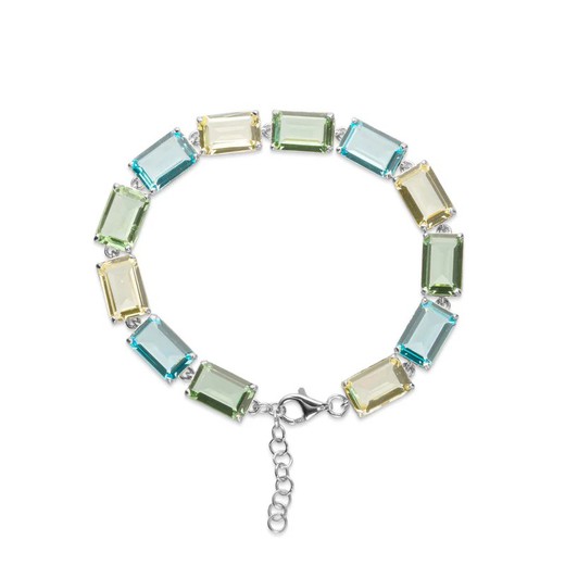 Pulsera Plata Argent Basic 19+3cm PURM080M Cristales Facetados Multicolor