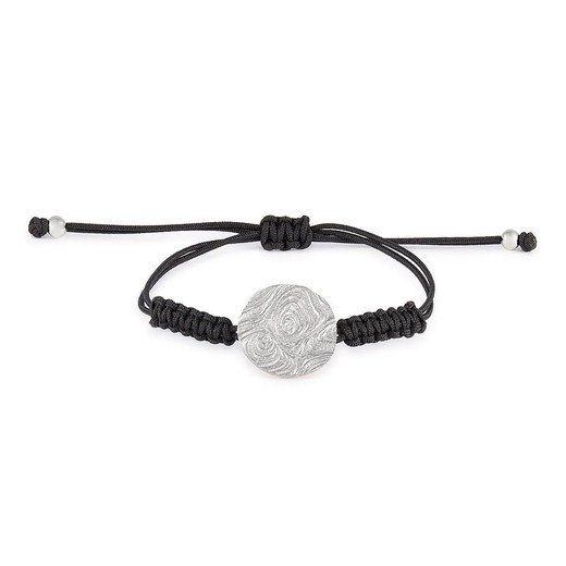 Pulsera Plata Argent Basic 2,2cm PURM066C2 Circulo Macrame Negro