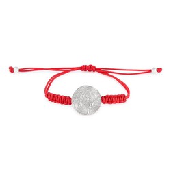 Pulsera Plata Argent Basic 2,2cm PURM066C5 Circulo Macrame Rojo