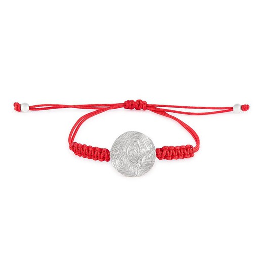 Pulsera Plata Argent Basic 2,2cm PURM066C5 Circulo Macrame Rojo