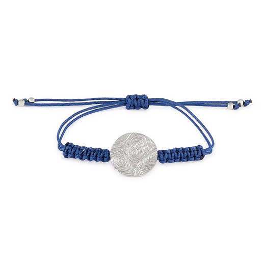 Pulsera Plata Argent Basic 2,2cm PURM066CA Circulo Macrame Azul