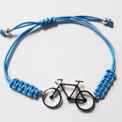 Pulsera Plata Argent Basic 23cm PUJ007WC Bicicleta Macramé Celeste