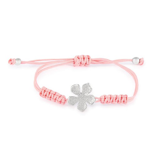 Pulsera Plata Argent Basic 23cm PURM068C1 Flor Macrame Rosa