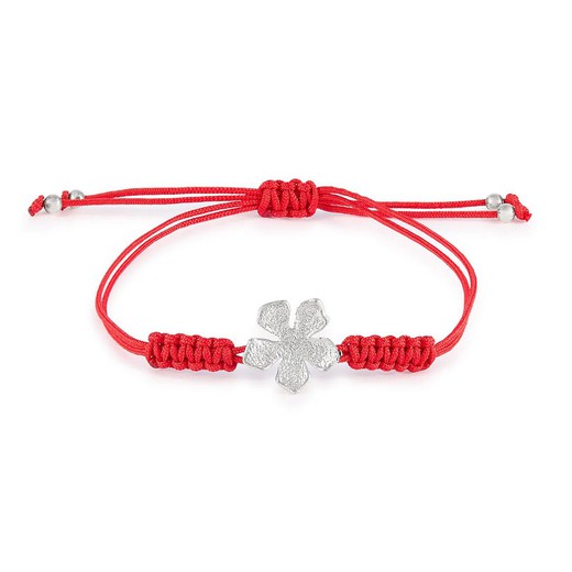 Pulsera Plata Argent Basic 23cm PURM068C5 Flor Macrame Rojo