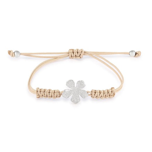 Pulsera Plata Argent Basic 23cm PURM068CB Flor Macrame Beige