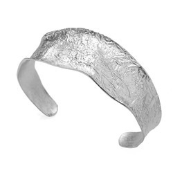 Pulsera Plata Argent Basic 2,5cm ESRM041 Rigida Rugosa