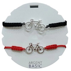 Pulsera Plata Argent Basic 25cm PUJ007MN Bicicleta Macramé Negro