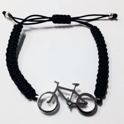 Pulsera Plata Argent Basic 25cm PUJ008MN Bicicleta Montañera Macramé Negro