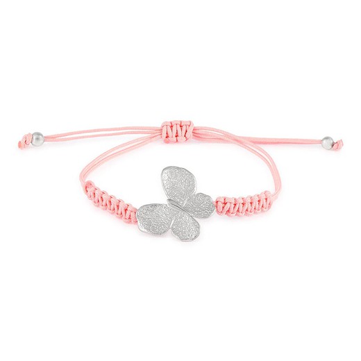 Pulsera Plata Argent Basic 2x2cm PURM065C1 Mariposa Macrame Rosa