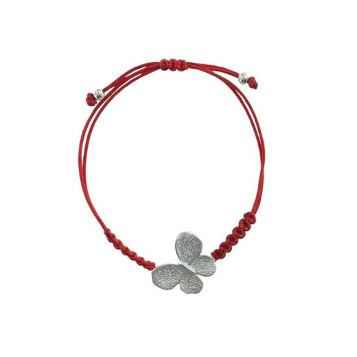 Pulsera Plata Argent Basic 2x2cm PURM065C5 Mariposa Macrame Rojo