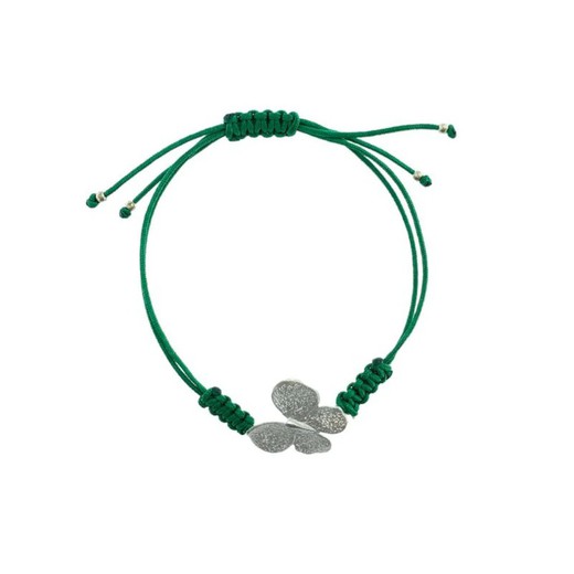 Pulsera Plata Argent Basic 2x2cm PURM065C7 Mariposa Macrame Verde