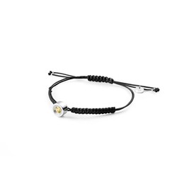 Pulsera Plata Argent Basic 8mm PURJ004C Citrino Macrame Negro